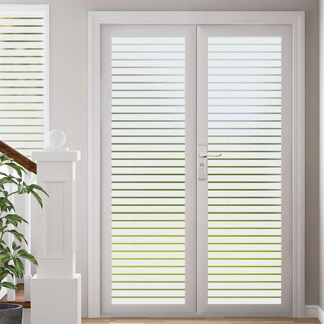 Elektrostatische Fensterfolie mit Streifenmuster, 45 x 220 cm, blendfreie Fensterfolie mit statischer Haftung, blickdichte Fensterfolie für Glas (1/4)