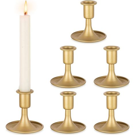 Bougroir Doré Chandelier Rétro en Or: Lot de 6 Porte-Bougies en Métal Bougeoirs Mariage pour Bougies Conique Perfect pour Centre de Table Noël Fête ou Décoration d'intérieure (1/5)