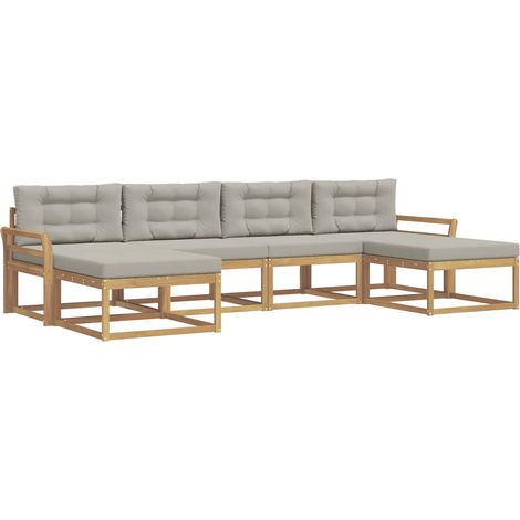 Ensemble de canapés d'extérieur 6 pc Blanc et gris clair vidaXL