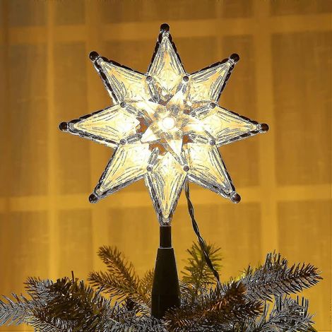 Étoile de Noël pour sapin, étoile lumineuse double face de 8 pouces, étoile à 8 branches avec 10 lumières chaudes[hsf] (1/5)