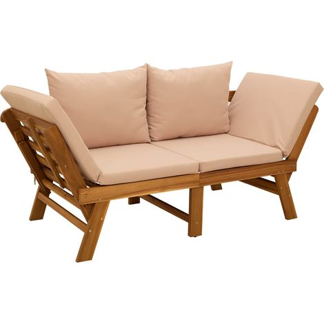 3-in-1 Garden Bench with Cushions Solid Acacia Wood Natural vidaXL (1/5)