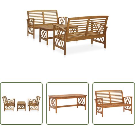Massivholz - 3-tlg. Garten-Lounge-Set Massivholz Akazie (1/5)