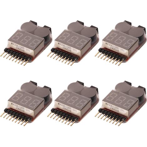 6PCS RC Batterie Lipo Basse Tension Alarme Vérificateur, Buzzer Alarme Indicateur, 1S-8S Lipo Testeur de Batterie Moniteur Sonnerie avec Indicateur LED