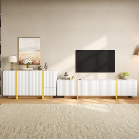 CHICFURN Mueble TV bajo y aparador 190x35x45 cm en MDF blanco para salón (1/5)