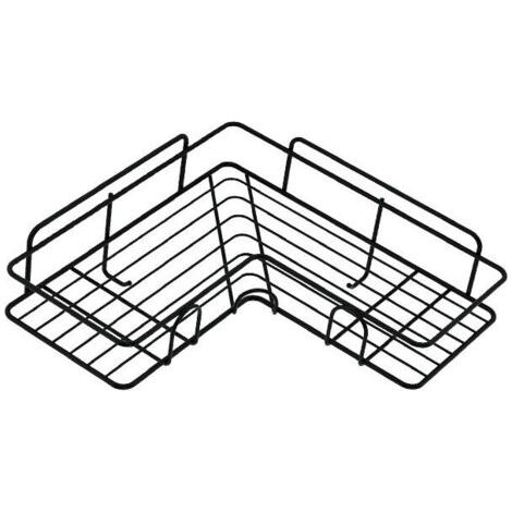 Ahlsen Eckduschablage, kein Bohren erforderlich, Badezimmerregal, Seifenablage aus Edelstahl für Bad und Küche (Schwarz), einteilig (1/5)