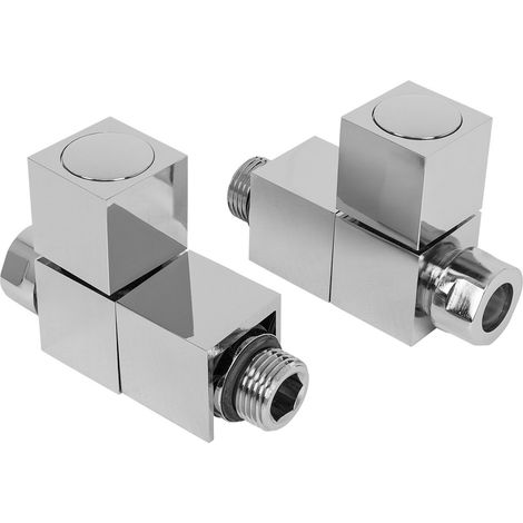 WarmeHaus 15mm Square Pair of Chrome Straight Radiator Valves