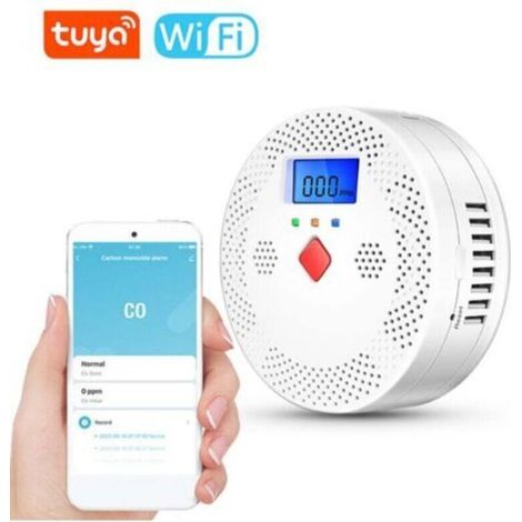 Testeur électrochimique CO portable Tuya WiFi, détecteur monoxyde de carbone avec écran LCD, alarme sonore et lumineuse, rappel batterie faible,de