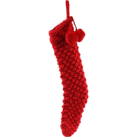 Chaussette De Noël - Tricotée En Laine - 46 Cm - Décoration De Cheminée Et Fenêtre - Sac Cadeau Bonbon - Lot De 1 (1/5)