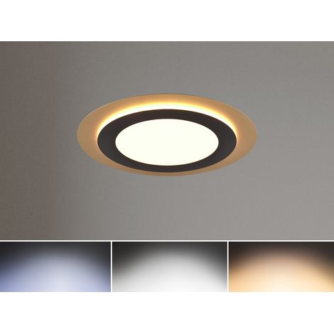 Flache LED Deckenleuchte MORGAN Schwarz Gold Fernbedienung dimmbar, Ø 45cm (1/5)