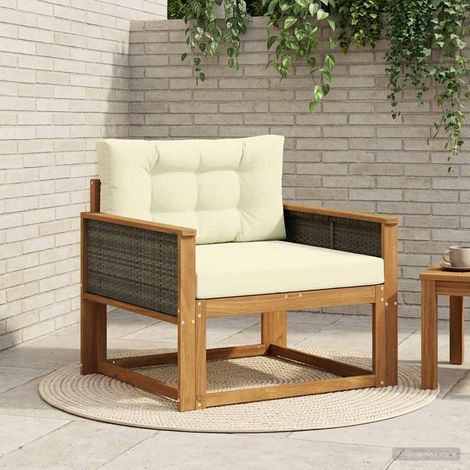 vidaXL Sofá intermedio de exterior Madera de Acacia Sólida Natural (1/5)