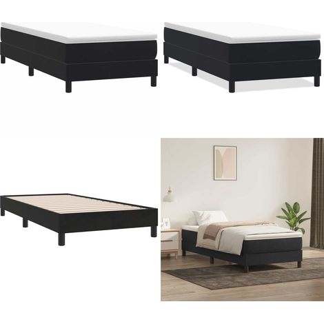 Giroletto a Molle senza Materasso Nero 100x210 cm in Velluto - Letto in velluto - Letto con base a doghe