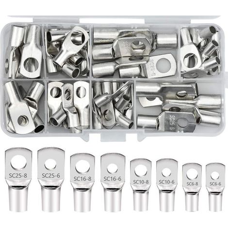 60pcs Tinned Copper Electrical Crimp Terminals with Bolt Hole (1/5)