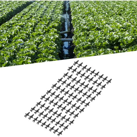 100 pièces/vente de raccords rapides en croix capillaires 47 mm pour mini-tuyaux d'irrigation de jardin et embouts (1/5)