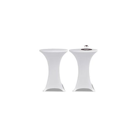 2 Stretch-Tischdecken für Stehtische, Ø70 cm, weiß - Crezuo