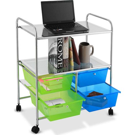 Carello con 4 Cassetti Carrello Portaoggetti con Ruote per Cucina Bagno Ufficio (1/5)