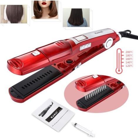 Haarglätter mit Dampffunktion, einstellbarer Temperatur, Schnell-Lockenstab, professionelles Stylinggerät, Keramikplatten (1/5)