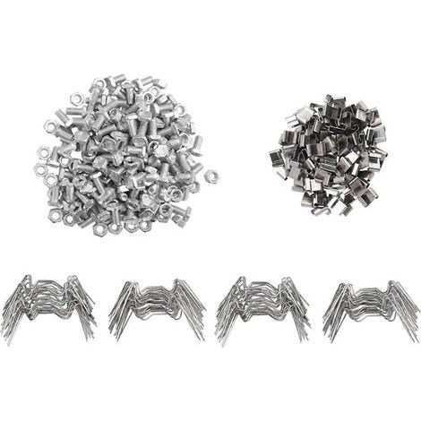 Kit de réparation pour serre de 400 pièces comprenant 100 clips de vitrage avec clips métalliques. 100 clips de recouvrement et 100 pièces vertes (1/5)