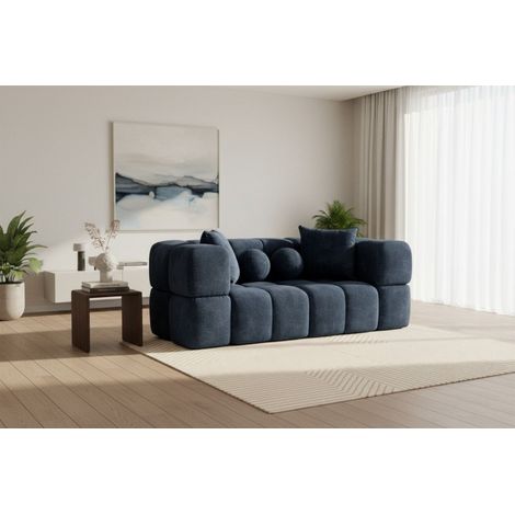 Sofa Designersofa VEGA 2-Sitzer in Stoff Egon Dunkelblau