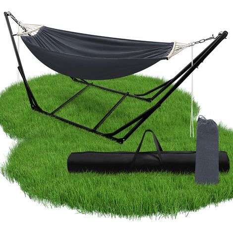 Wolketon Faltbar Hängematte mit Gestell - Belastbarkeit 150kg Perfekt für Freizeit, Garten & Terrasse - Hängemattengestell