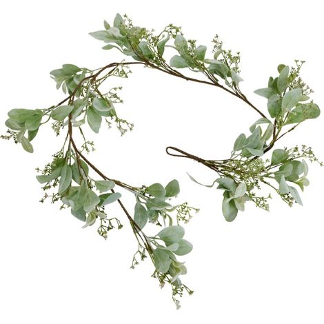 Winter Garland with Lambs Ear and Wax Flower - Plastic - L153 cm - Green