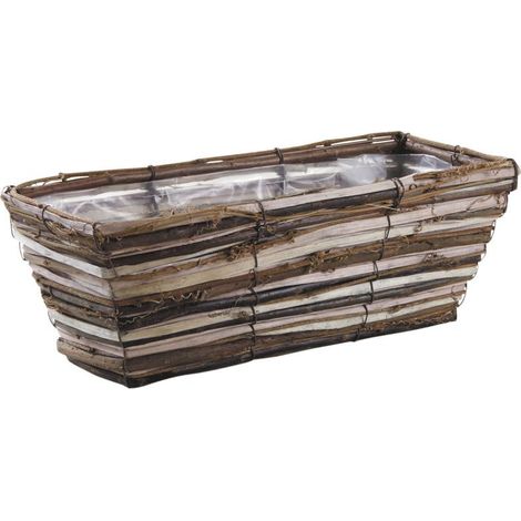 Jardinière osier et bois 40cm (1/2)