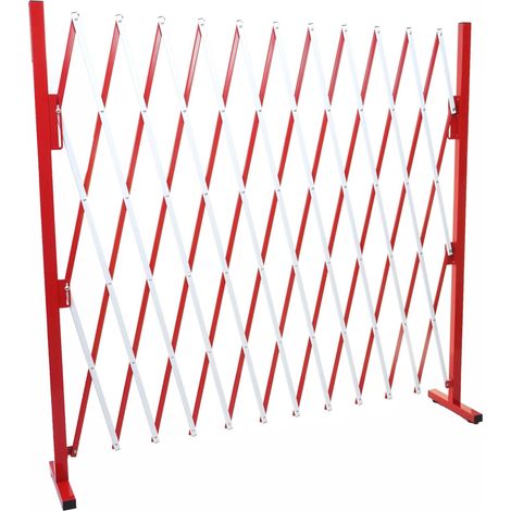 Griglia barriera griglia di protezione per recinzione a forbice estensibile in alluminio rosso-bianco altezza 153 cm 040001215