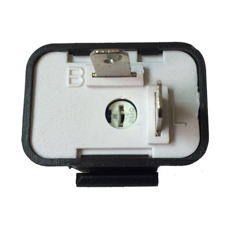 Relais clignotant LED à fréquence réglable 2 broches pour moto, boîtier noir avec clips, autres caractéristiques. (1/4)
