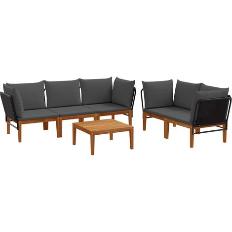 Maison Exclusive - 6 stk. Massives Akazienholz & Seil Natur (1/5)