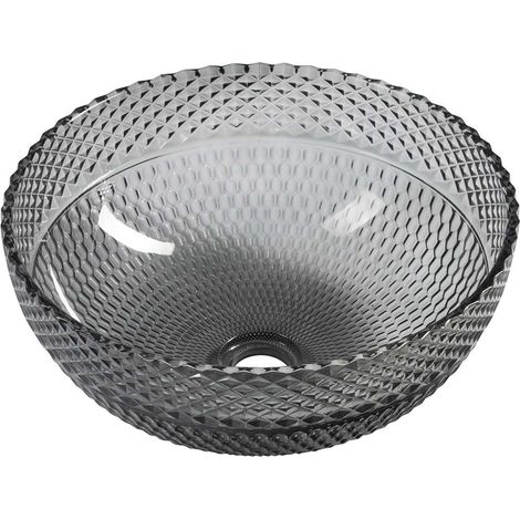Sapho Beauty - Aufsatzwaschbecken, Durchmesser 40 cm, ohne Überlauf, schwarz/Glas TY310 (1/4)