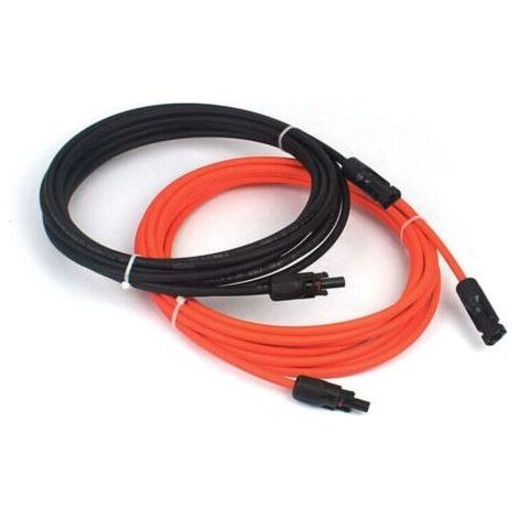 2 x Photovoltaic Extension Cables, PV1 - F 6.0mm², 1m/each, IP67 MC4 Connector, 10 Gauge Wire (Black + Red), for Photovoltaic Solar Panels etc. (1/4)