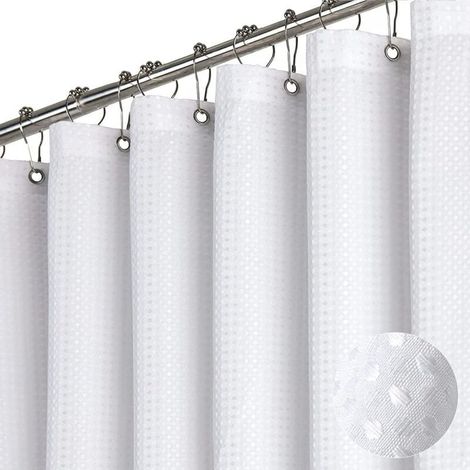 Heavyweight Fabric Shower Curtain, Luxury Bathroom Shower Curtain, 1.5m x 1.8m, White (1/4)