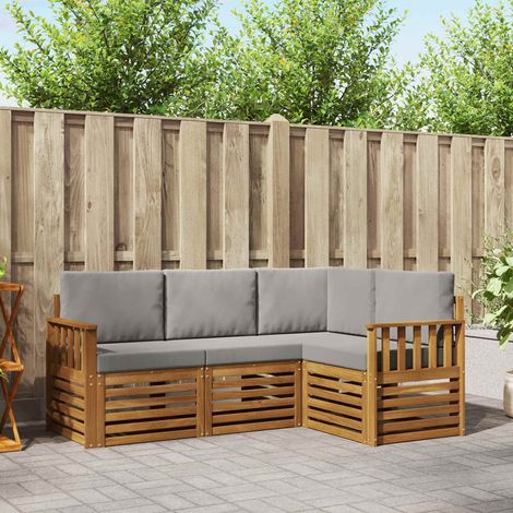 Sofagarnituren 4 pcs Natürlich und Hellgrau Massivholz Akazie (1/5)