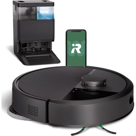 iRobot Roomba Plus 405 Combo con Base AutoWash multifunción y autolimpiable, Lavado y Secado mopas DualClean elevables, Clearview LiDAR, 75 días de autovaciado, Doble fregado con SmartScrub, AppN