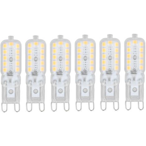 QORVA-Jeffergarden 6 pièces G9 LED ampoule 5W couvercle Transparent 22LED variable G9 ampoule pour plafonnier applique murale lampe de table blanc naturel 220-240V