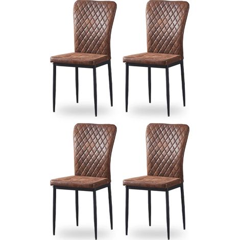 Set of 4 Suede Dining Chairs High Back Kitchen Counter chairs home & restaurants & Lounge Leisure & Living Room & Office(Brown,4) (1/5)