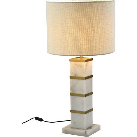 Lampe à poser blanche en marbre - blanc et doré (1/3)