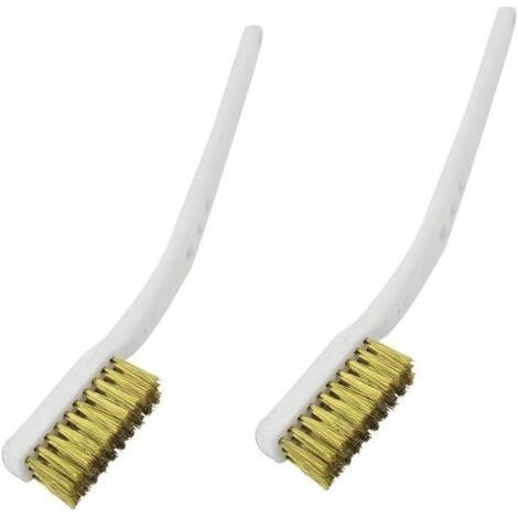 Cepillos de dientes Industrial Cleaning Plus, paquete de 2, duraderos, con alambre de cobre y cerdas de latón, de metal, a pilas, con mango de plástico. (1/5)