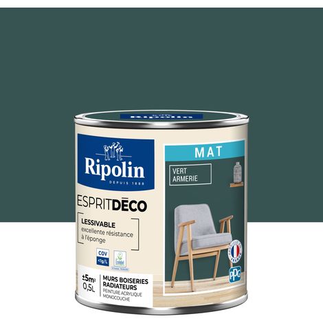 Peinture Murale Toutes Pièces - Mat - 0,5L - Vert Armerie - Ripolin (1/5)