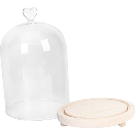 Ornement Mains Couple 3D sous Cloche Verre Lumineux 15x21 Cm Bois Naturel Décor Romantique Intérieur Présent Saint-Valentin Ambiance Chaleureuse (1/5)