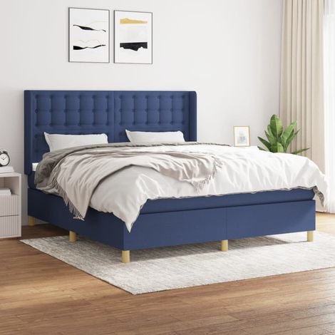 Lit double Lit à sommier tapissier avec matelas Lit Adulte Bleu 180x200 cm Tissu BVM12382 (1/5)