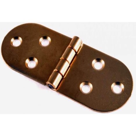 2 PEZZI - CERNIERE A BISCOTTO CON FERMOIN OTTONE BRONZATO CON VITI 80X30MM
