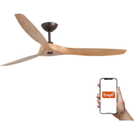 Faro Morea Grand ventilateur de plafond à 3 pales marron foncé, système intelligent Tuya (1/3)