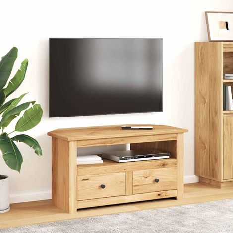 Meuble TV  Banc TV  Armoire TV d'angle 93x49x49 cm Pin solide Assortiment Panama