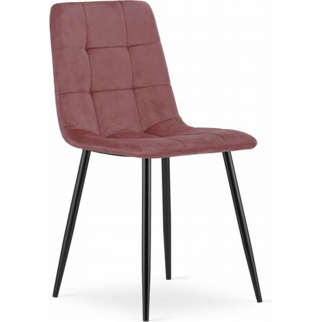 Chaise Kara - velours rose / pieds noirs x 1 (1/5)
