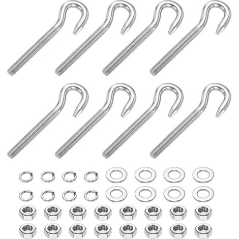 Lot de 8 crochets boulons M8 21 cm boulon à œillet en acier inoxydable avec écrou (1/5)