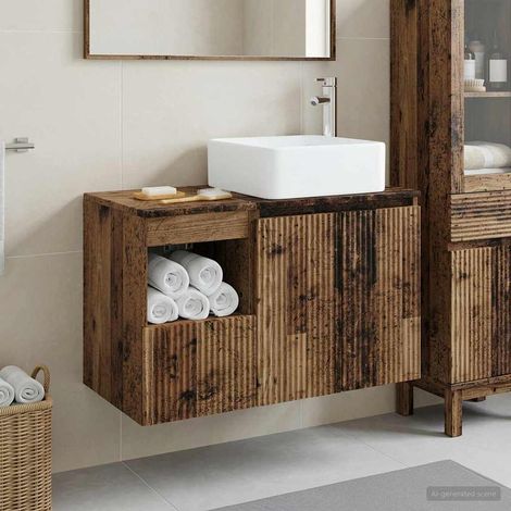 vidaXL Bathroom Furniture Set 2 pcs Old Wood Engineered Wood (1/5)