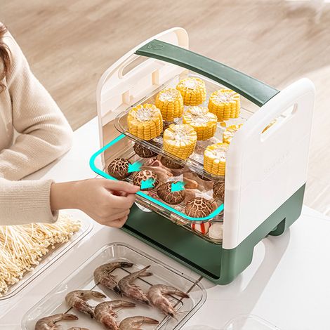 Assiette à accompagnement pliable et multifonctionnelle, idéale pour la préparation de plats chauds, de fruits ou de cuisine (sans perçage, verte). (1/5)
