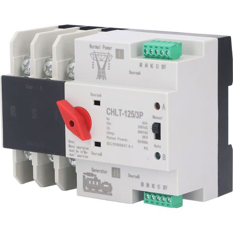 Commutateur de transfert automatique 3 pôles 230V 80A, sélecteur électrique AC-AC, anti-flamme, alimentation continue (1/5)