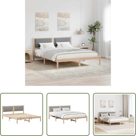 vidaXL Estructura de Cama con Cabecera Tapizada Gris Claro (1/5)