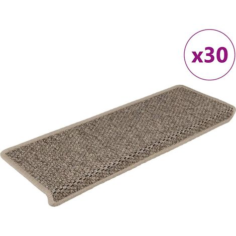 vidaXL Stair Mats Self-adhesive Sisal-Look 30 pcs 65x21x4 cm Dark Beige